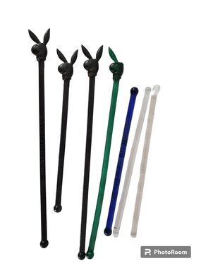 VTG Swizzle Sticks 4 Playboy Club 3 Glass 1940 NY Worlds Fair MCM Cocktail